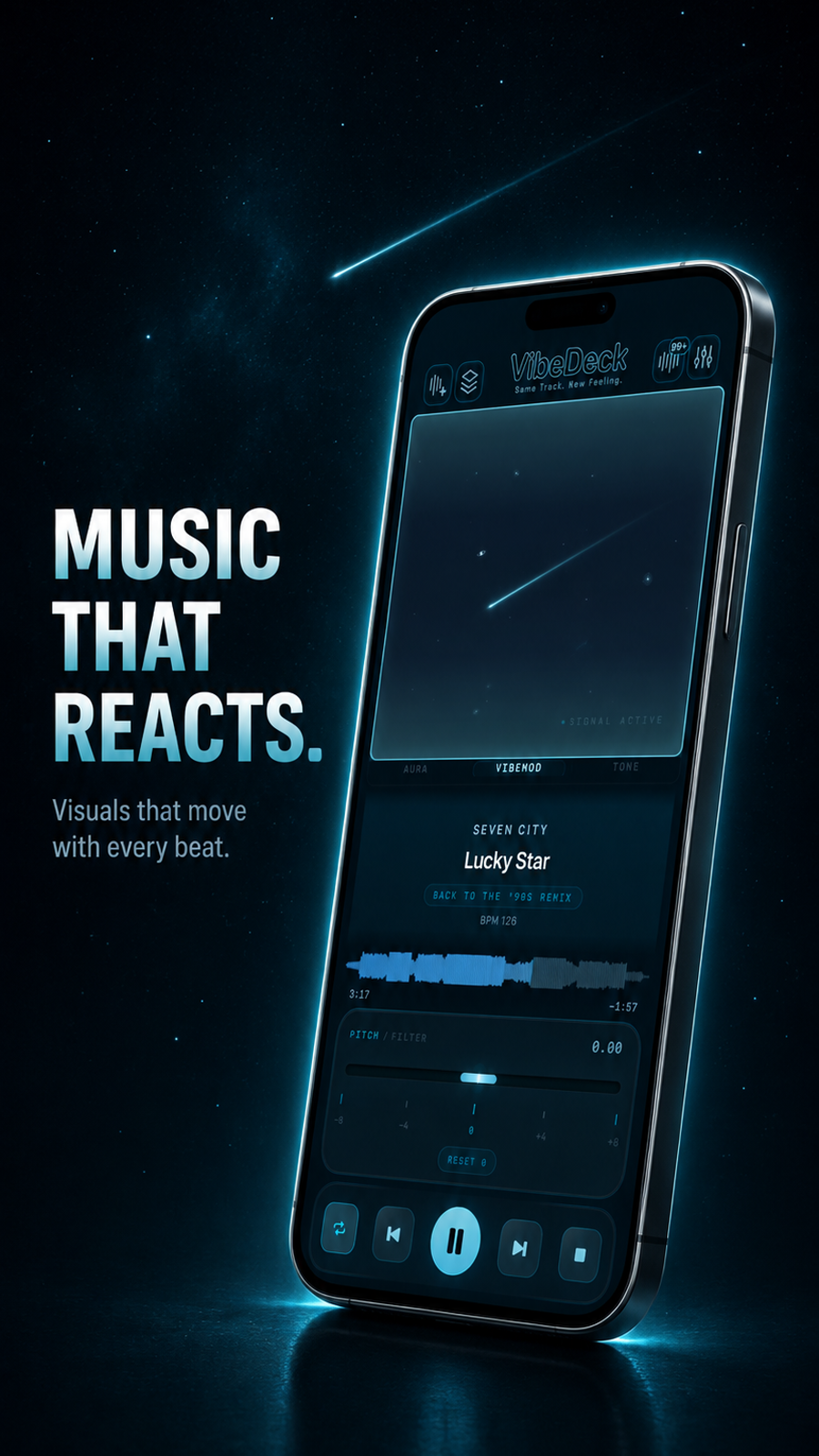 VibeDeck music-reactive visualizer for an offline music player