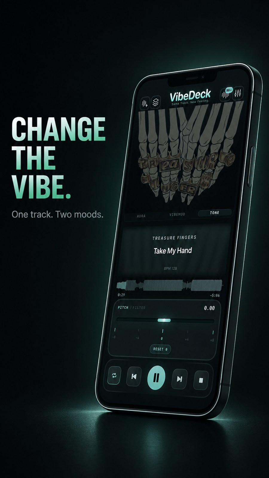 VibeDeck tone control for an offline music player