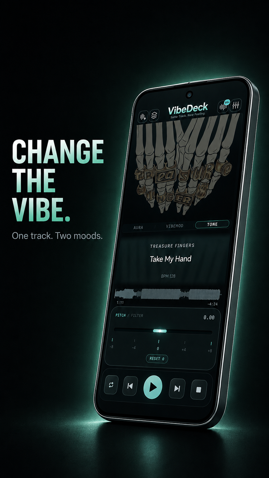 VibeDeck for Android with tone controls and playback tools