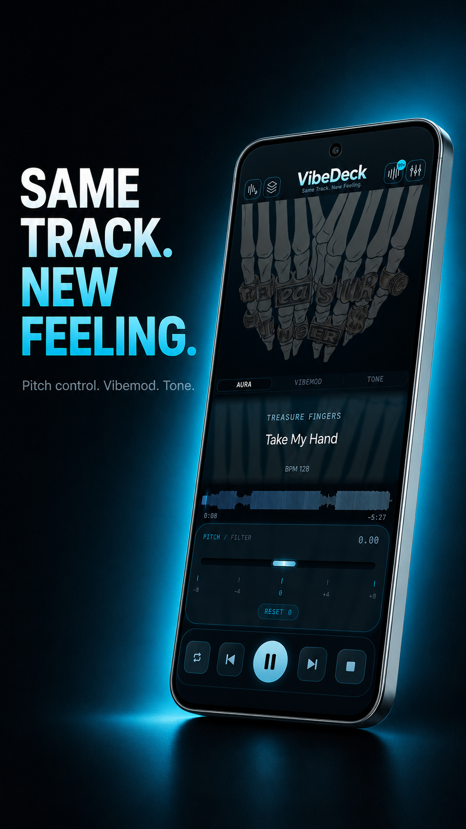 VibeDeck for Android with pitch control and waveform