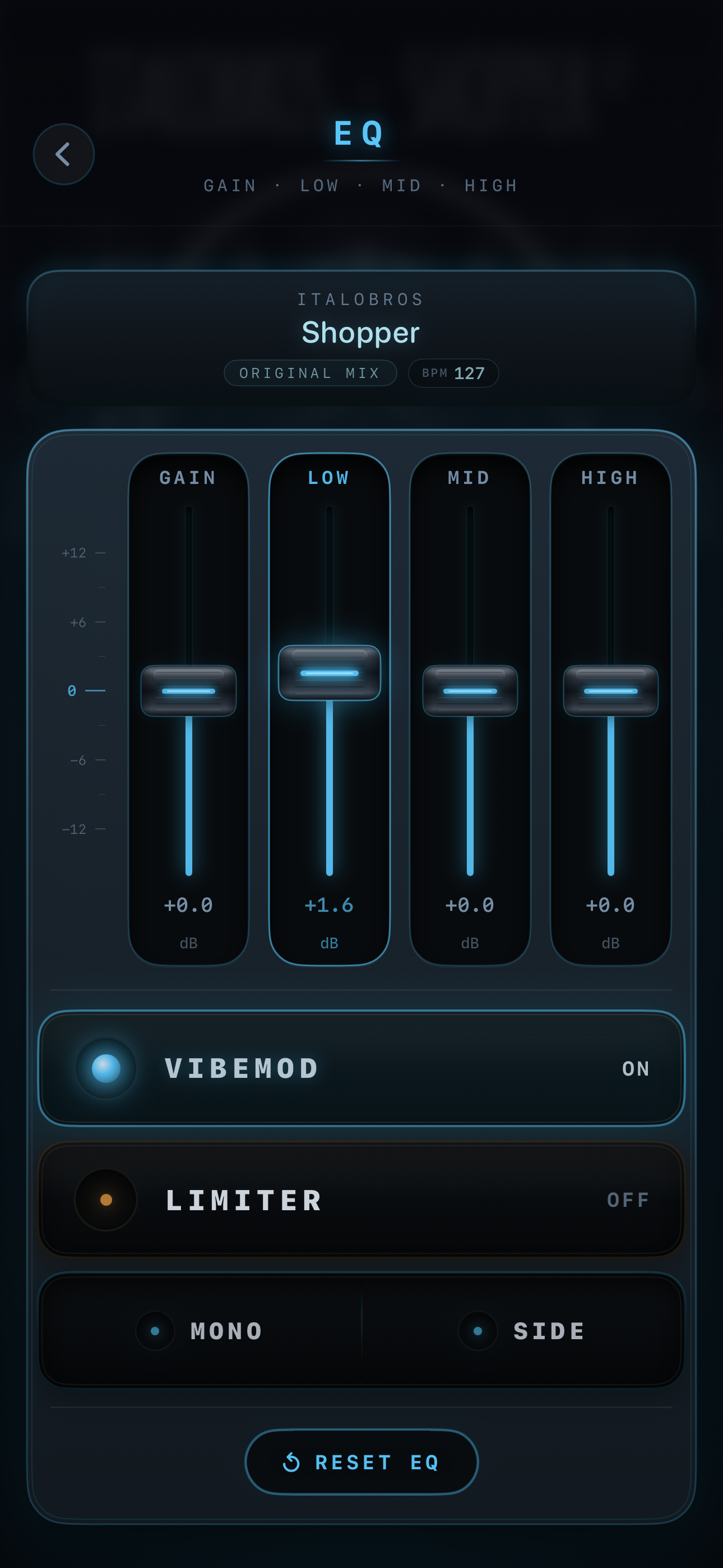 VibeDeck EQ screen for Shopper